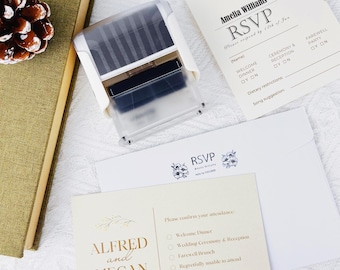 Custom Stamp for Wedding Invitations with RSVP, Wedding RSVP Cards Stamp with Date, Personalized Wedding invites with RSVP Card Stamp