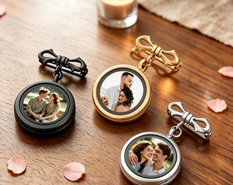 Custom Photo Memorial Lapel Pin for Groom, Wedding Boutonniere Charm, In Memory Keepsake Gift, Father of the Bride Remembrance