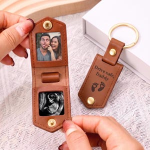 NEW DAD Keychain Ultrasound with 2 Photos, Sonogram Keychain, First christmas As a Dad, First Time Dad Present, Pregnancy Reveal Husband