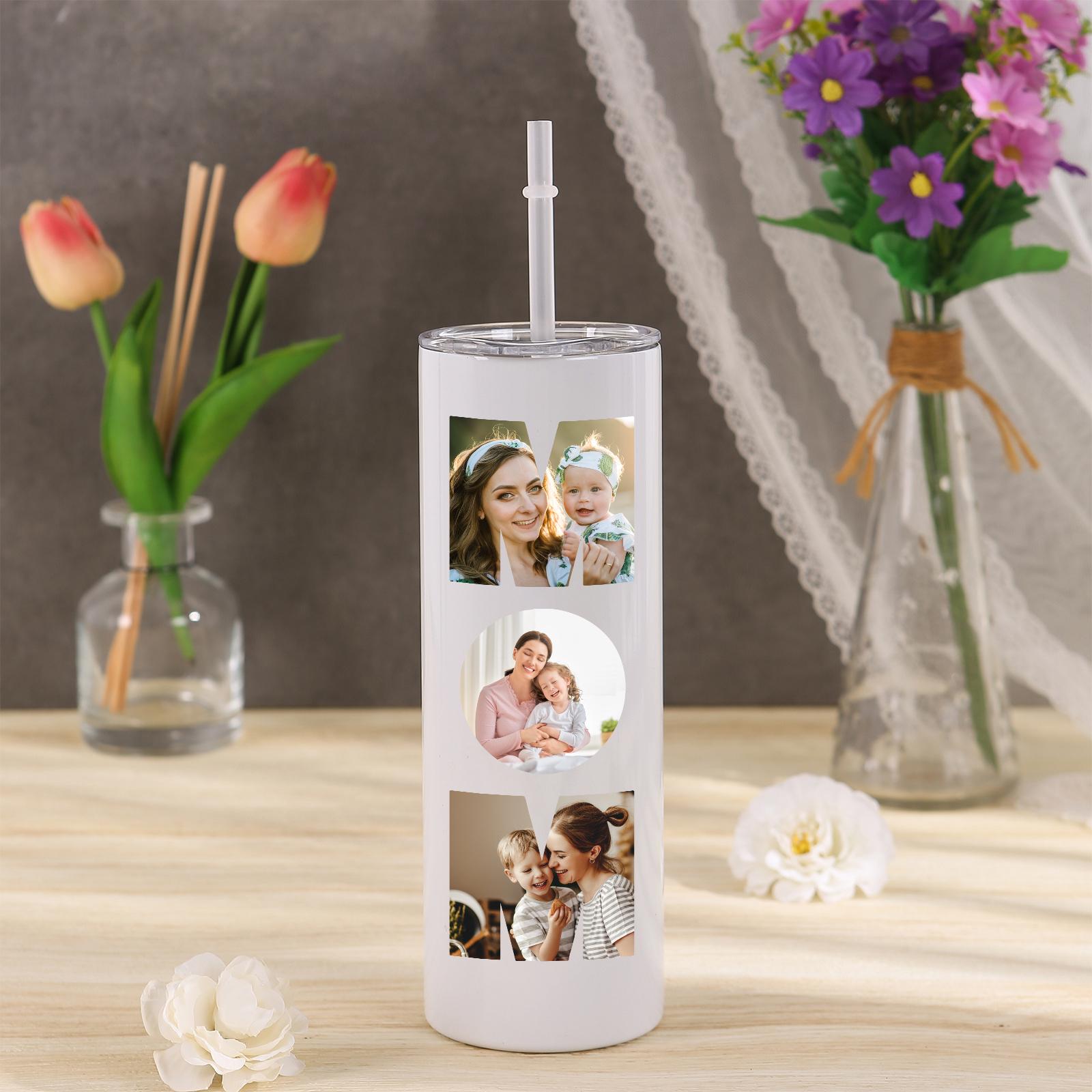 Personalized  Mom & Dad Sipping Bottle,Custom Photo Mama Tumbler Gift,Travel Mug For Parents,Memorial Birthday Gift From Kids