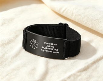 Medical Id Bracelet,Elastic Stainless Steel Bracelet,Emergency Jewelry,Custom QR Code Medical Sport Bracelet,Gift For Dad,Mens Bracelet