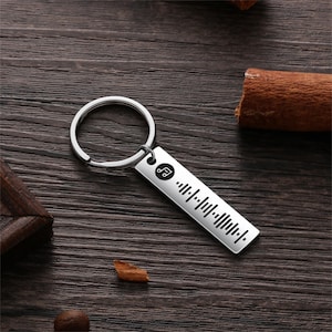 Music Code Keychain,Stainless Steel Keychain,For Music Lover,Personalized Gift,Music Gift,Custom Music Keychain,Wedding Song Birthday song