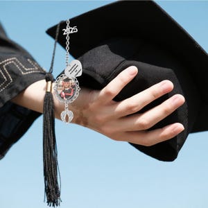 Custom Photo & Text  Graduation Tassel Pendant With Angel Wing,Graduation Gift For Her Him,Class Of 2025 Memorial Gift,Deco For Grad Cap