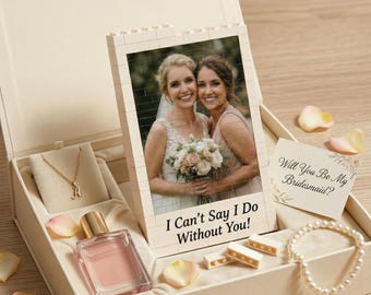 Personalized Photo Building Block, Bridesmaid Proposal Gift, Custom Maid of Honor Keepsake