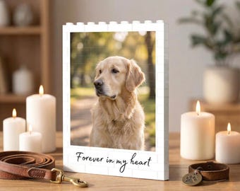 Personalized Pet Memorial Photo Building Block, Custom Dog Loss Sympathy Keepsake