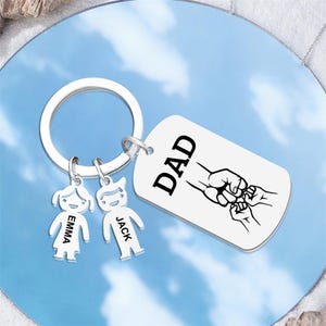 Custom Kids Name Keychain,Father&#39;s Day Gift,Family Name Keychain,Gift For Dad,Personalized Gift For Him,Stainless Steel Silver Keychain