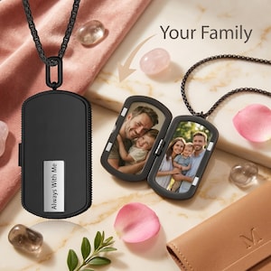 Gepersonaliseerde fotohanger met medaillon voor mannen, ketting met verborgen foto voor papa, herinneringshanger met foto, geheime fotohanger voor mannen, cadeau voor echtgenoot