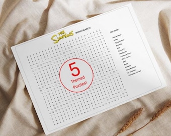 The Simpsons Word Search Puzzle Bundle A – 5 Fun & Iconic Puzzles for Fans | Printable PDF Download