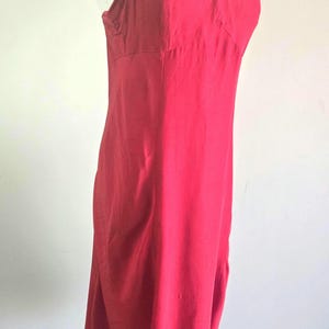 Vintage Red rayon slip dress. Small lingerie night gown.