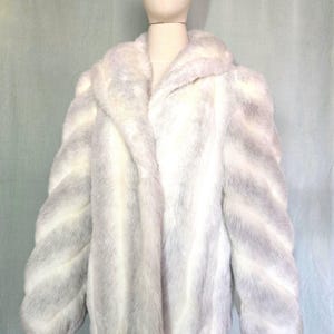 Vintage 1990's Y2K Jordash faux fur coat. Winter white Dramatic Fuzzy Furry coquette club jacket. BOHO Vegan leather. Medium
