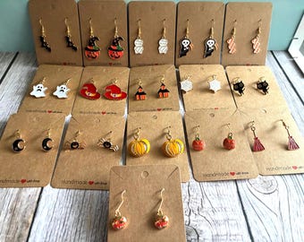 Halloween Earrings | Spooky Dangle Earrings | Pumpkin Ghost Bat Jewelry | Cute Halloween Accessories | Fall Earrings | Handmade