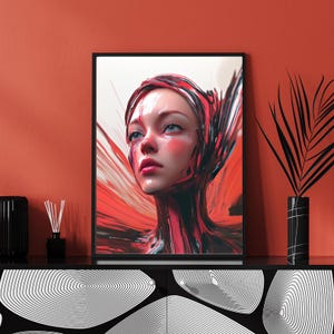 Futuristic Abstract AI Portrait Art, Digital Download, Cyberpunk Art, Modern Wall Decor, Art for Home or Office, gift for Sci-Fi Lovers