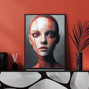 Cyberpunk AI Wall Art – High-Resolution Printable Poster in 3:4 Ratio, Futuristic Digital Decor for Home or Office, gift mobile wallpaper