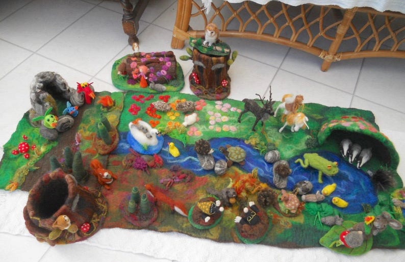 Felted play mat, Child's play mat, countryside play mat, hand felted play mat, Waldorf, Pre School, Play scape, Nursery School, Play Group, image 10