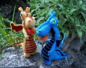 Baby dragons, arigurumi dragon, 'baby blue' and 'peaches' crochet dragons, stuffed dragon toy, collectable crochet dragons