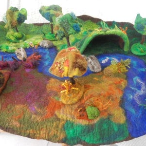 Felted play mat, Child's play mat, countryside play mat, hand felted play mat, Waldorf, Pre School, Play scape, Nursery School, Play Group, image 7