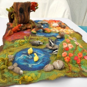 Felted play mat, Child's play mat, countryside play mat, hand felted play mat, Waldorf, Pre School, Play scape, Nursery School, Play Group, image 3