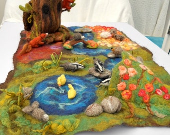 Felted play mat, Child's play mat, countryside play mat, hand felted play mat, Waldorf, Pre School, Play scape, Nursery School, Play Group,