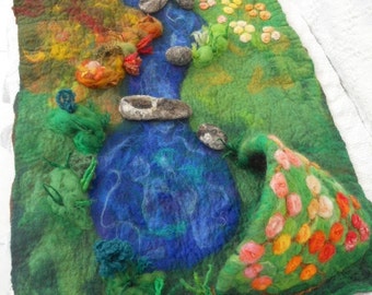 Felted play mat, Child's play mat, countryside play mat, hand felted play mat, Waldorf, Pre School, Play scape, Nursery School, Play Group,
