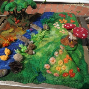 Felted play mat, Child's play mat, countryside play mat, hand felted play mat, Waldorf, Pre School, Play scape, Nursery School, Play Group, image 4