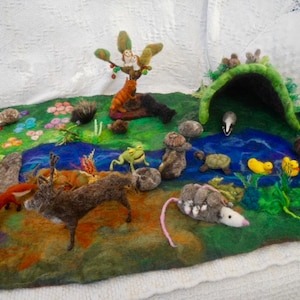 Felted play mat, Child's play mat, countryside play mat, hand felted play mat, Waldorf, Pre School, Play scape, Nursery School, Play Group, image 8