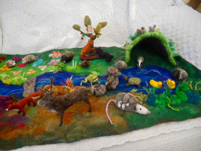 Felted play mat, Child's play mat, countryside play mat, hand felted play mat, Waldorf, Pre School, Play scape, Nursery School, Play Group, image 8