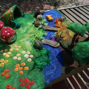 Felted play mat, Child's play mat, countryside play mat, hand felted play mat, Waldorf, Pre School, Play scape, Nursery School, Play Group, image 5