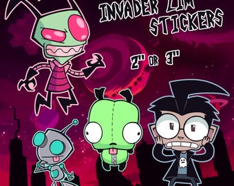 Invader Zim Cartoon Stickers - Various Sizes!