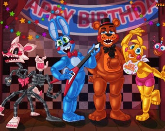 Five Nights at Freddy's 2 Inspired Glossy Art Print - The Toy Gang!
