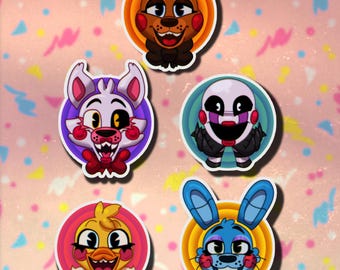 Five Nights at Freddy's Sparkly 'Vintage Cartoon' Style Stickers (FNAF 2)