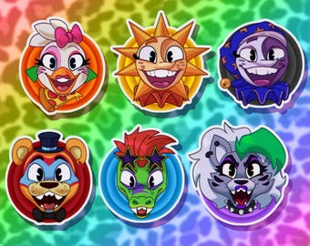 Five Nights at Freddy's Sparkly 'Vintage Cartoon' Style Stickers (FNAF Security Breach)