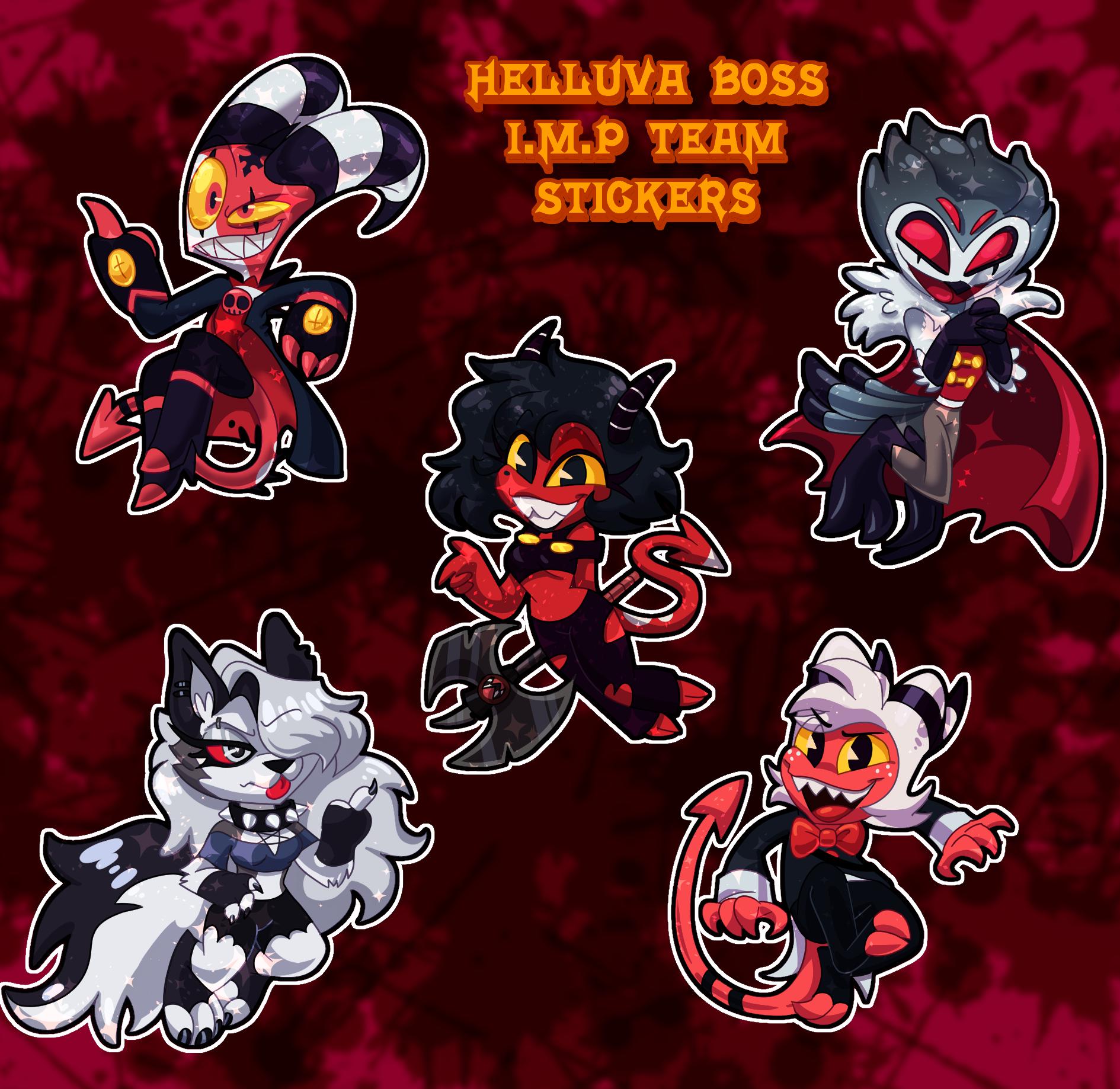 Helluva Boss - 4" Sparkly Holographic Stickers (I.M.P Team)