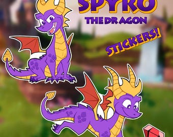 Spyro the Dragon Inspired Sparkly Stickers