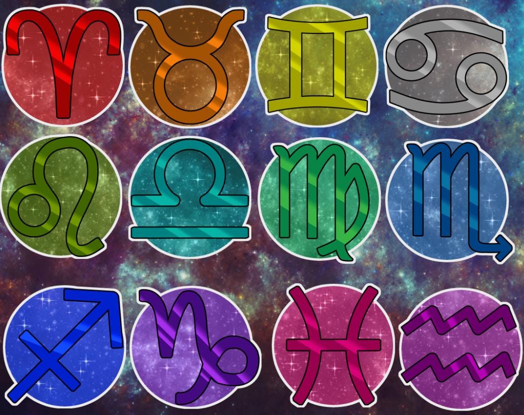 Sparkly Space Themed Zodiac Symbol Sticker! 1.5" to 3"