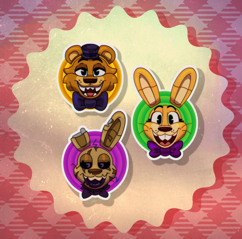 Five Nights at Freddy's Sparkly 'vintage Cartoon' Style Stickers ...