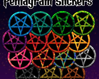 Occult Inverted Pentagram Star Sticker - Variety of Colors and Sizes, Sparkly!