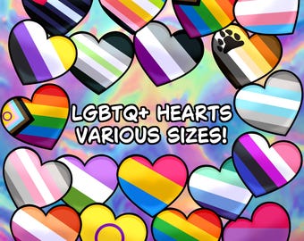 LGBTQIA Pride Heart Stickers, Sparkly, Various Sizes