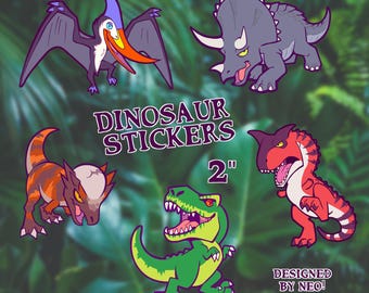 Dinosaur Stickers 2" T-Rex, Triceratops and More!