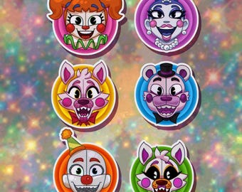 Five Nights at Freddy's Sparkly 'Vintage Cartoon' Style Stickers (FNAF Sister Location)