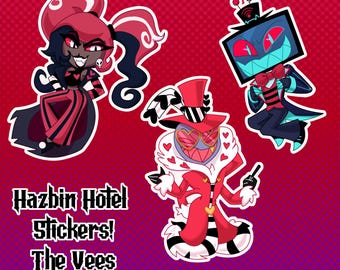 Hazbin Hotel Sparkly Stickers - The Vee's!