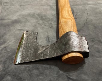 Hand Forged Camping Axe | Bushcraft Hatchet with Ash Handle