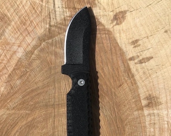 Handmade D2 Steel Bushcraft Knife | ABS Handle, Black Polymer Coating