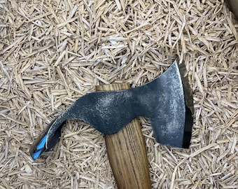 Carving Hand Forged Steel Axe: Wood Carving Tool, Ash Handle, Leather Sheath