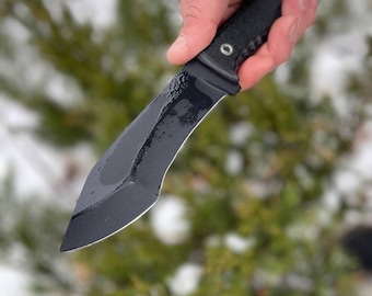 Handmade Bushcraft Knife with Sheath, D2 Steel, ABS Handle