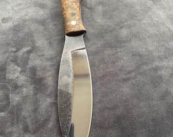 Handmade Camping Knife, Karelian Birch Handle, Forest Survival Knife