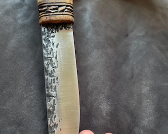 Hand Forged Viking Knife, Ash Wood Handle
