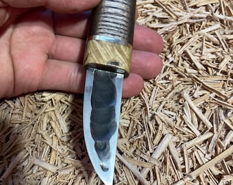 Hand Forged Mini Yakut Knife: 95x18 Steel, Ash Wood Handle