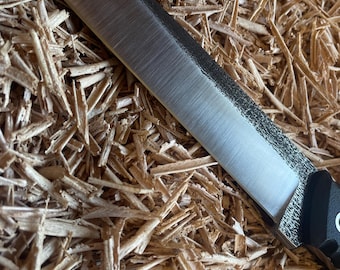 Handmade D2 Steel Tanto Knife with Leather Sheath