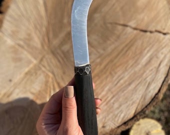Handmade Forged Steel Garden Knife - Ash Wood Handle