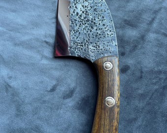 Handmade Serbian Chef Knife, Forged Ironwood Handle, Personalized Cleaver